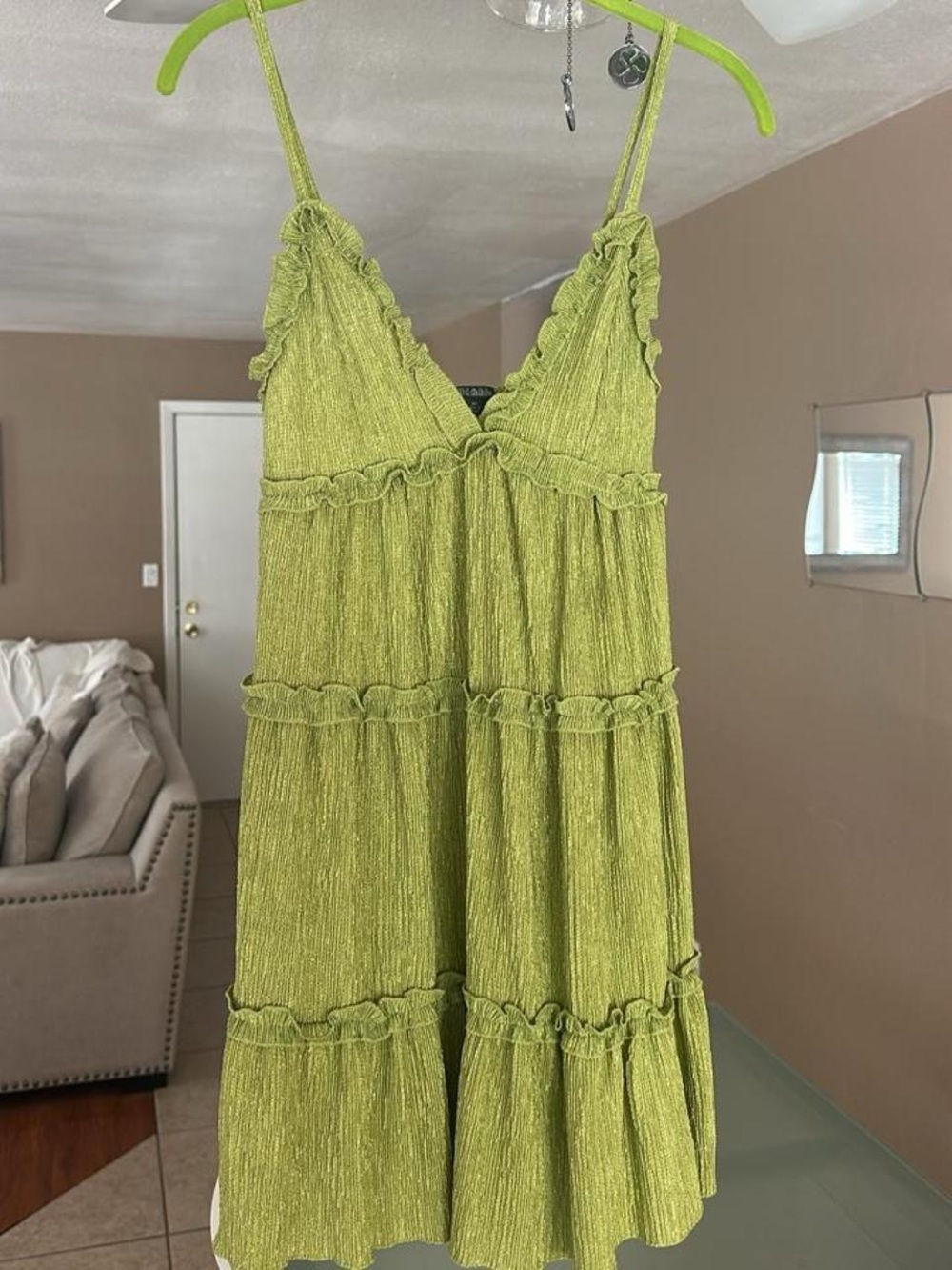 Target Lime Green Ruffle Tiered Mini Dress